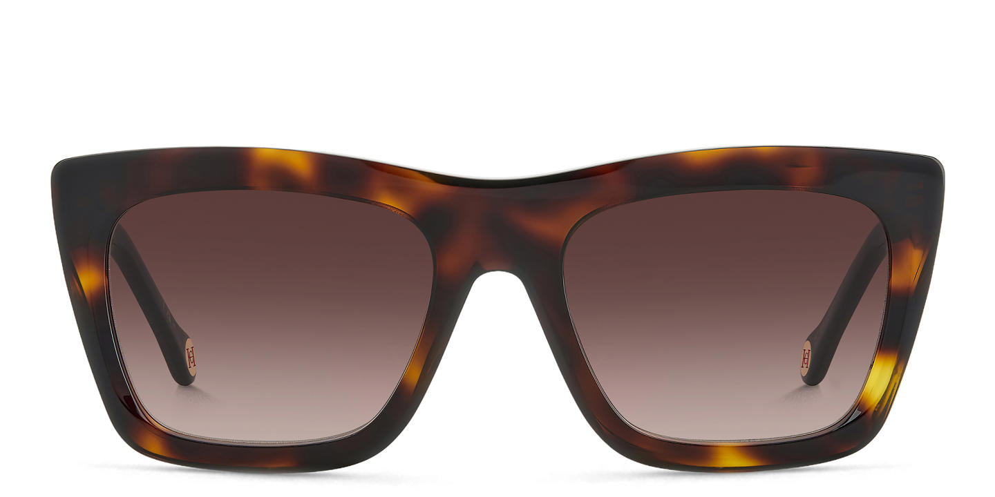 Shop Carolina Herrera Logo Rectangle Sunglasses in Havana online.