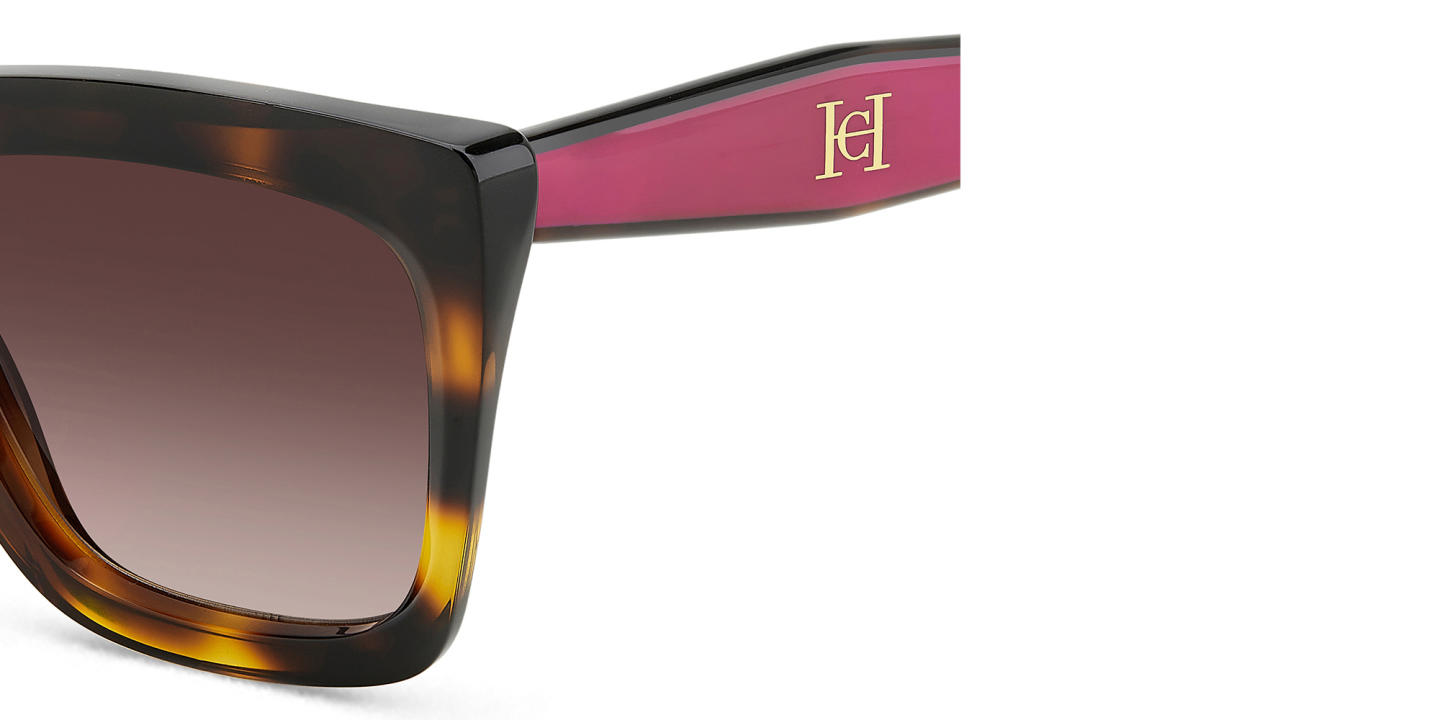 Shop Carolina Herrera Logo Rectangle Sunglasses in Havana online.