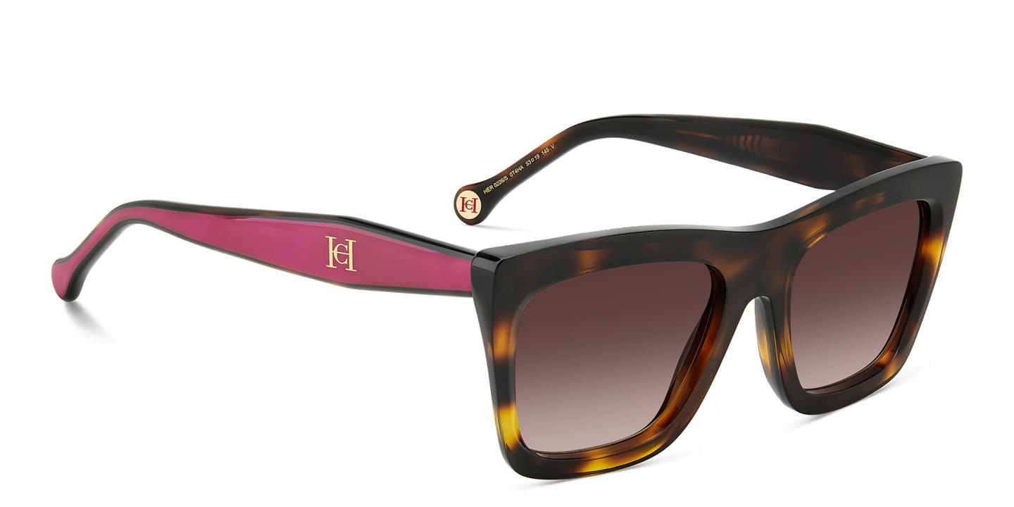 Shop Carolina Herrera Logo Rectangle Sunglasses in Havana online.