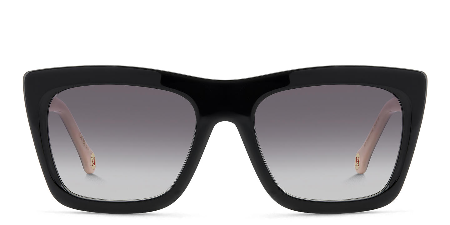 Shop Carolina Herrera Logo Rectangle Sunglasses in Black online.