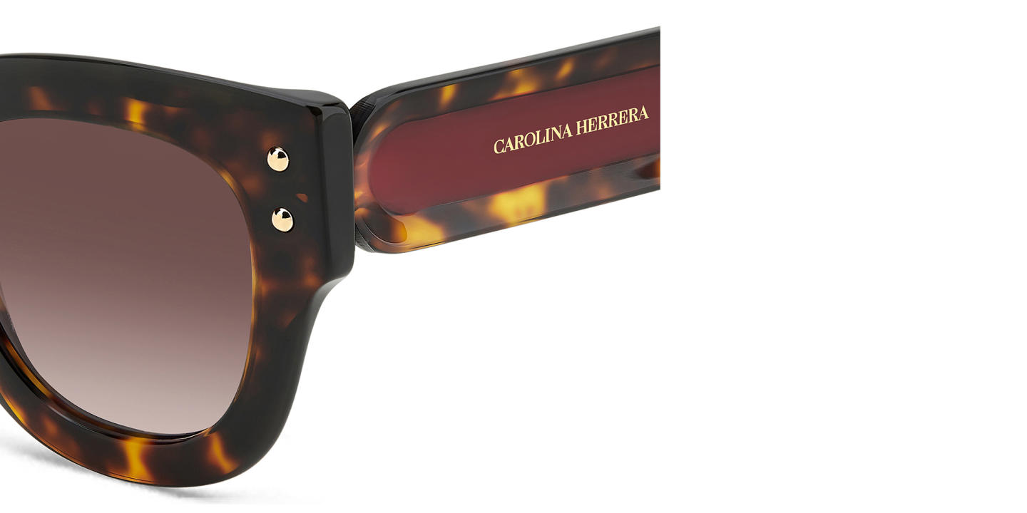 Shop Carolina Herrera Logo Square Sunglasses in Havana online.