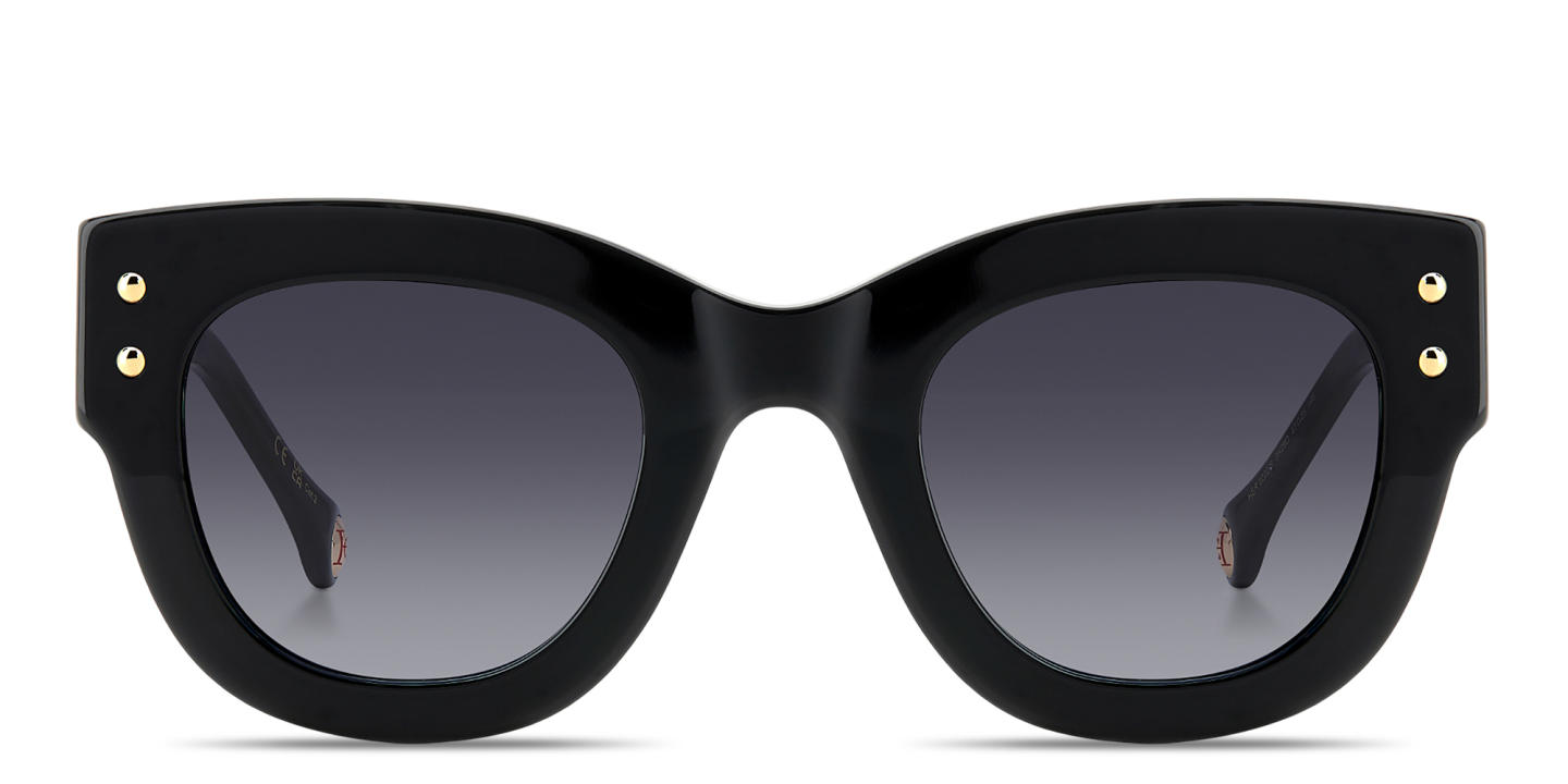 Shop Carolina Herrera Logo Signature Square Sunglasses in Black online.