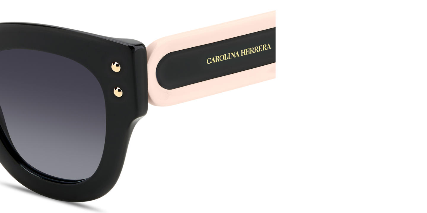 Shop Carolina Herrera Logo Signature Square Sunglasses in Black online.