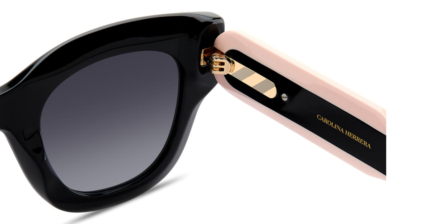 Shop Carolina Herrera Logo Signature Square Sunglasses in Black online.
