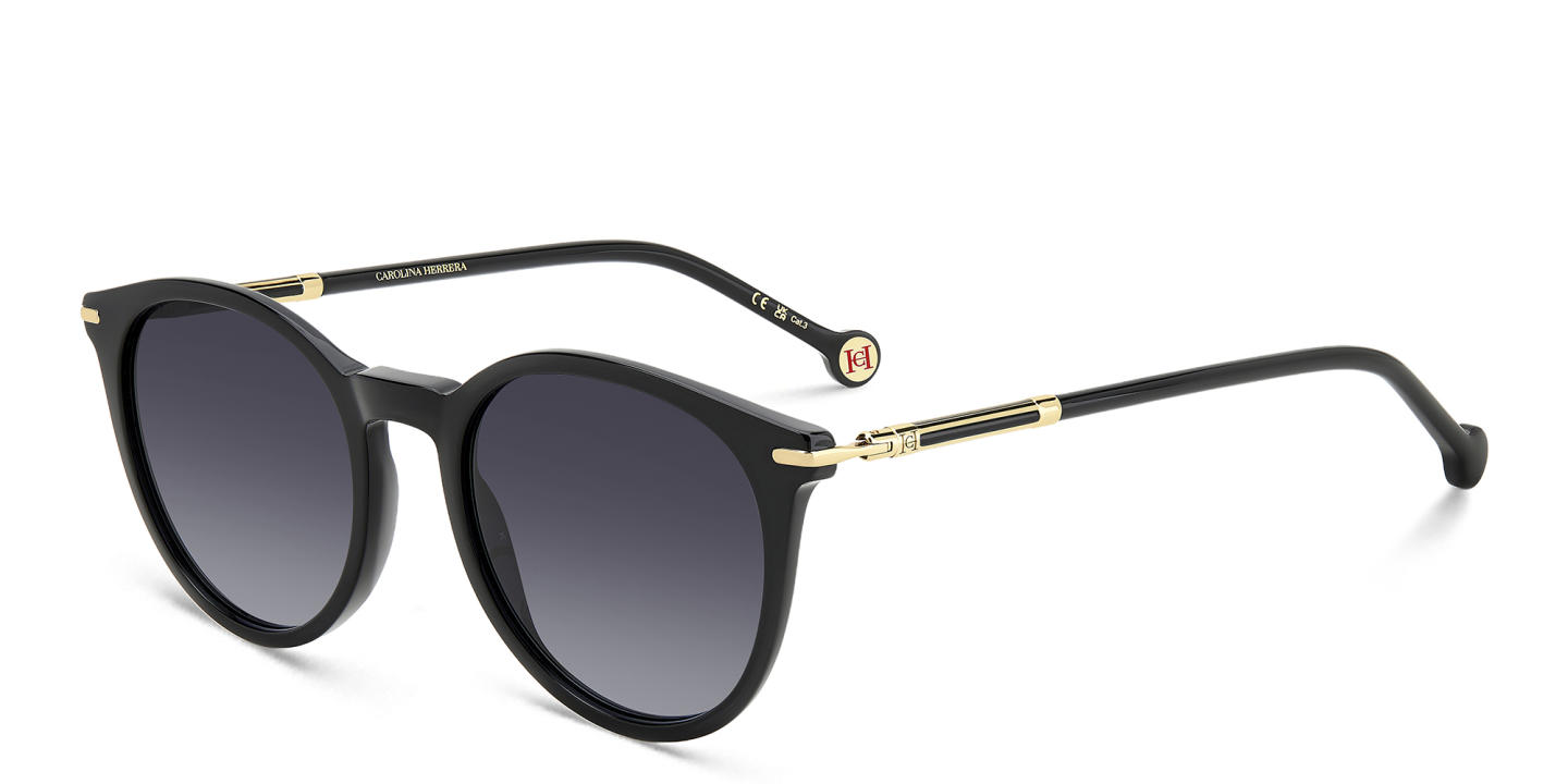 Carolina Herrera Logo Round Sunglasses in Black – Product Photo 1