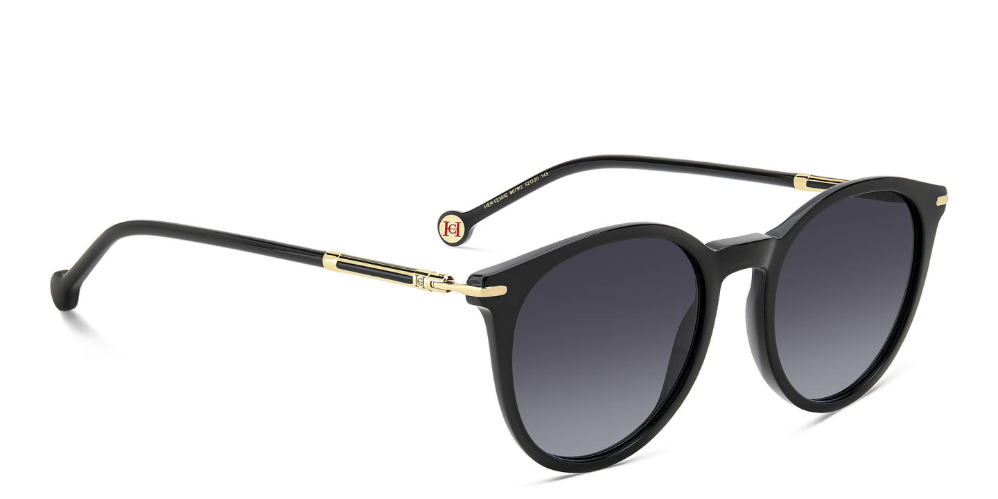 Carolina Herrera Logo Round Sunglasses in Black – Product Photo 3