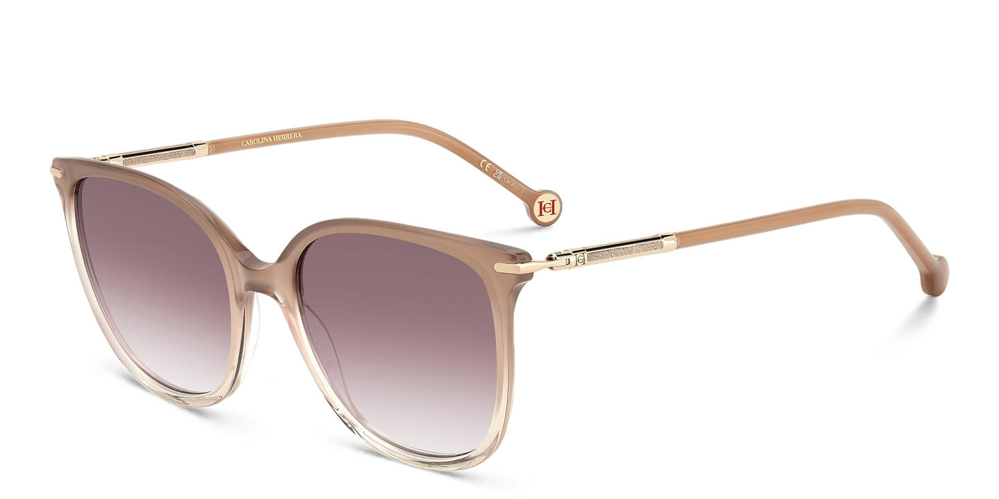 Carolina Herrera Logo Square Sunglasses in Nude – Product Photo 1