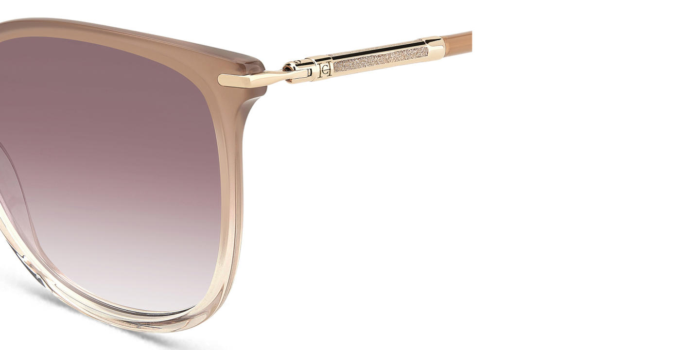 Shop Carolina Herrera Logo Square Sunglasses in Nude online.
