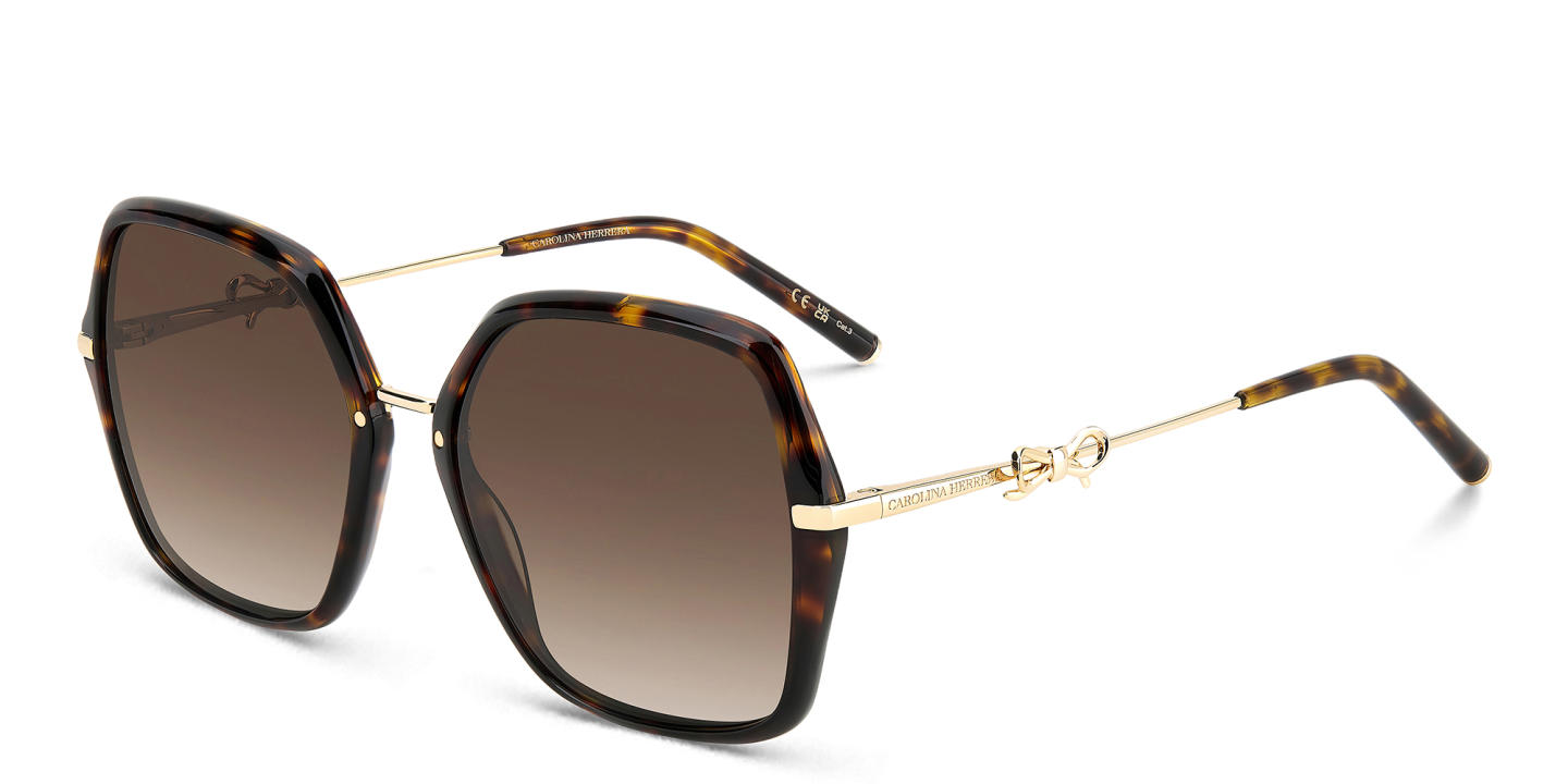 Carolina Herrera Bow Motif Oversized Square Sunglasses in Havana – Product Photo 1