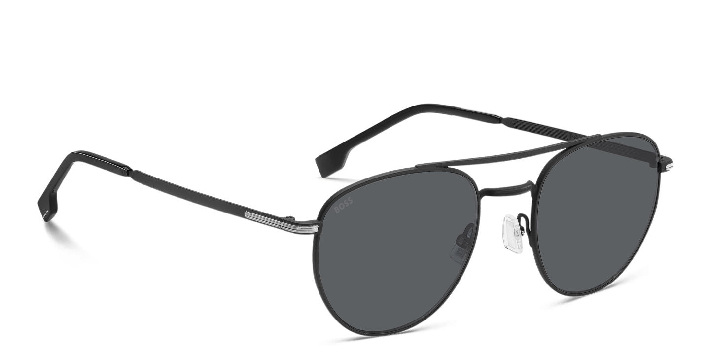 Shop Hugo Boss Logo Aviator Sunglasses in Black online.