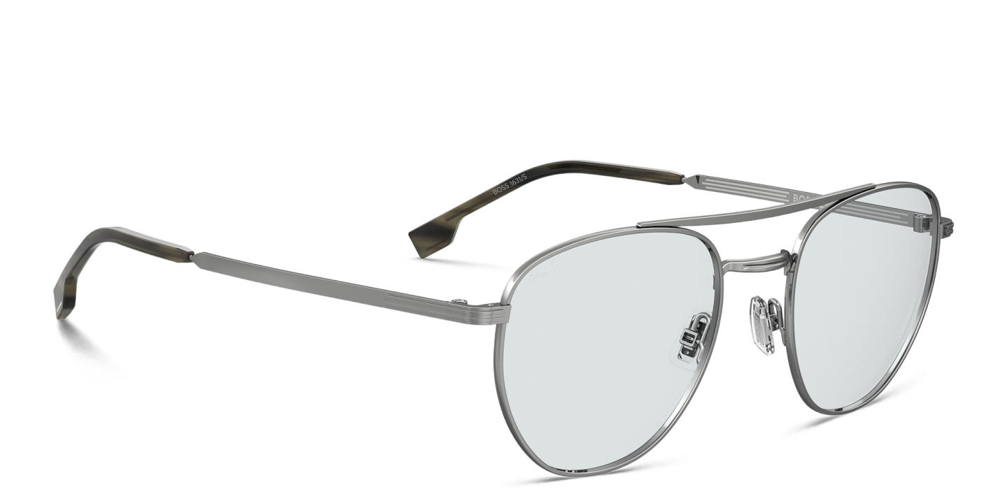 Shop Hugo Boss Logo Aviator Sunglasses in Silver online.