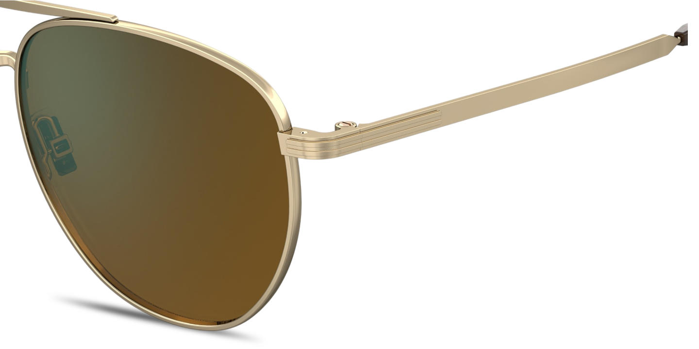 Shop Hugo Boss Logo Aviator Sunglasses in Gold online.