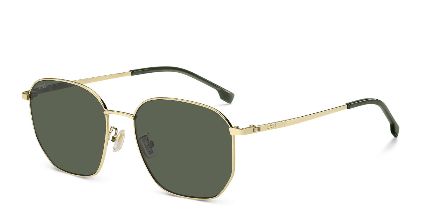 Shop Hugo Boss Logo Irregular Sunglasses in Gold online.