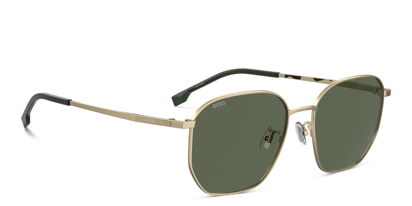 Shop Hugo Boss Logo Irregular Sunglasses in Gold online.