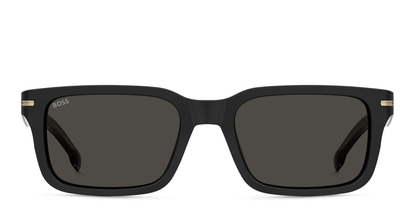 Shop Hugo Boss Logo Rectangle Sunglasses in Black online.