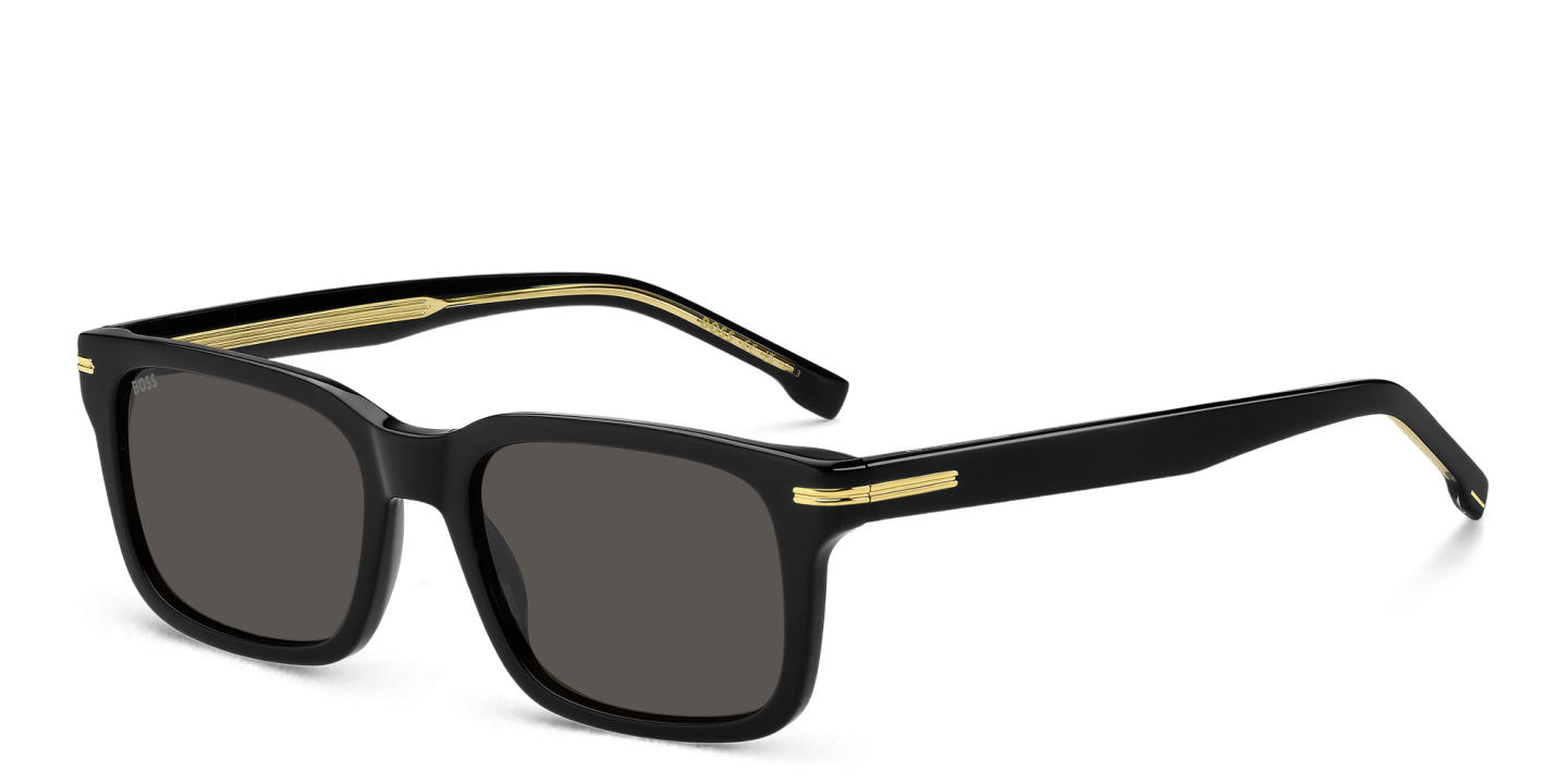 Shop Hugo Boss Logo Rectangle Sunglasses in Black online.