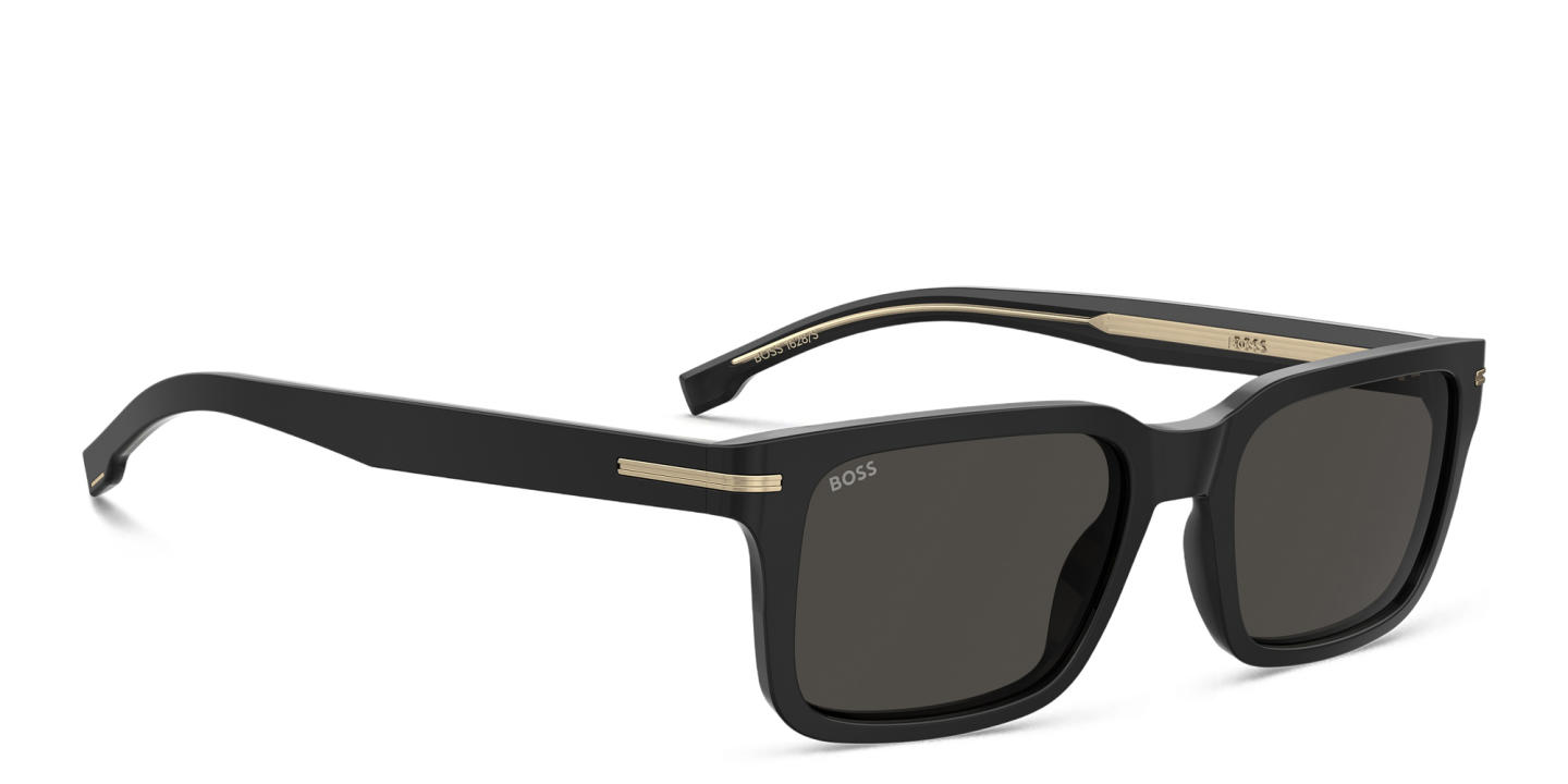 Shop Hugo Boss Logo Rectangle Sunglasses in Black online.