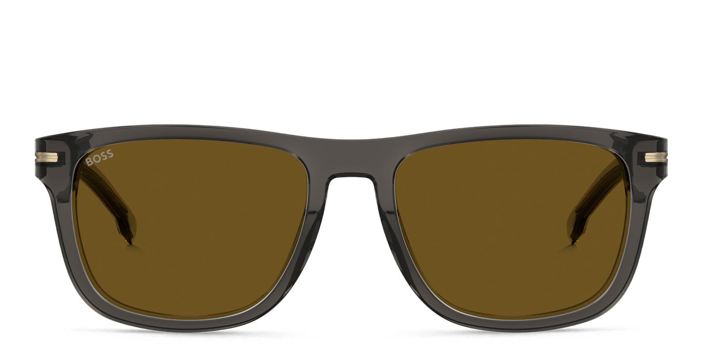 Shop Hugo Boss Logo Rectangle Sunglasses in Grey online.