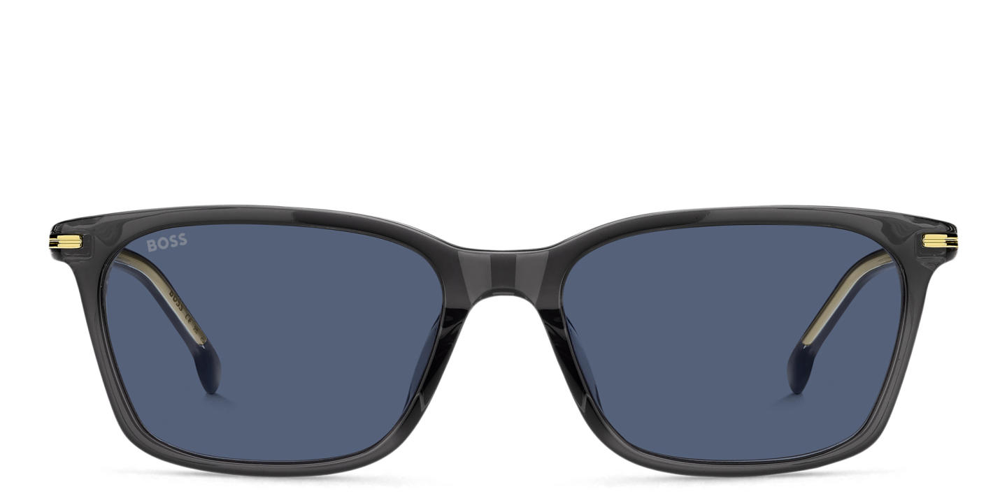 Shop Hugo Boss Logo Rectangle Sunglasses in Grey online.