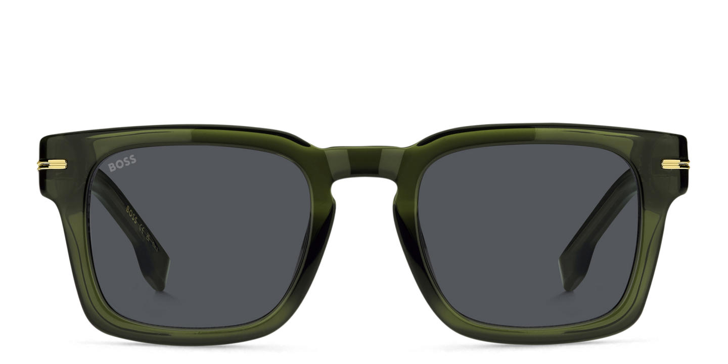 Shop Hugo Boss Logo Square Sunglasses in Green online.