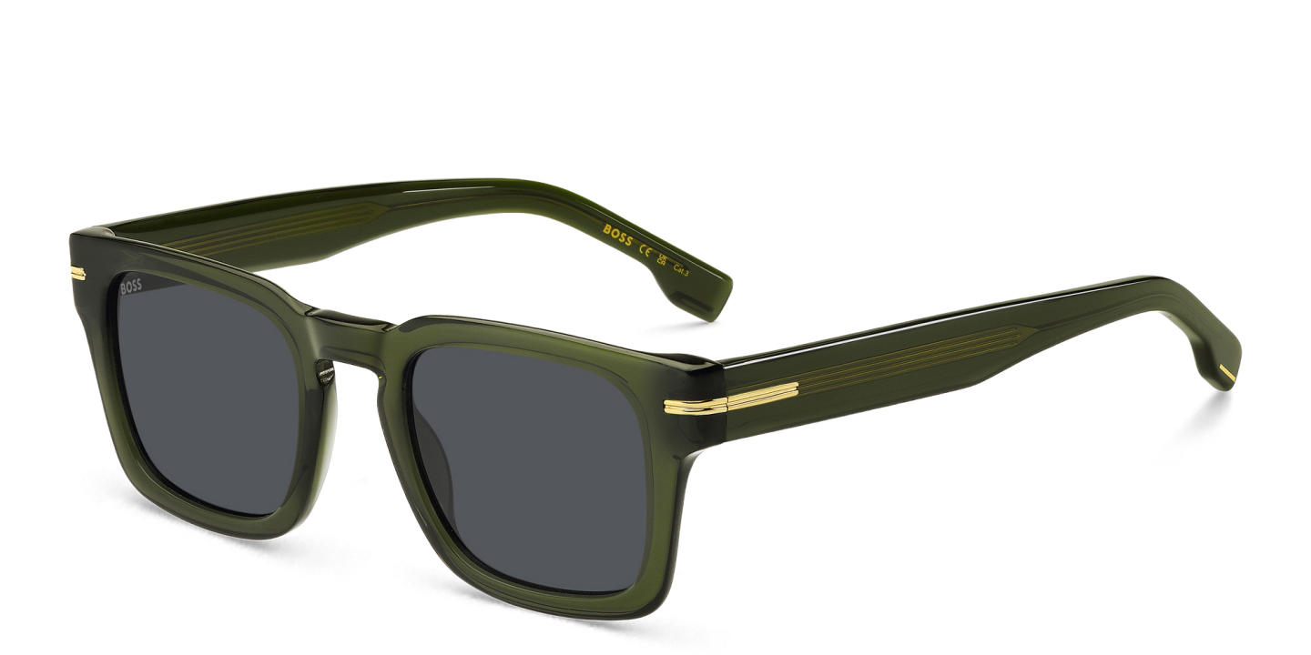 Shop Hugo Boss Logo Square Sunglasses in Green online.
