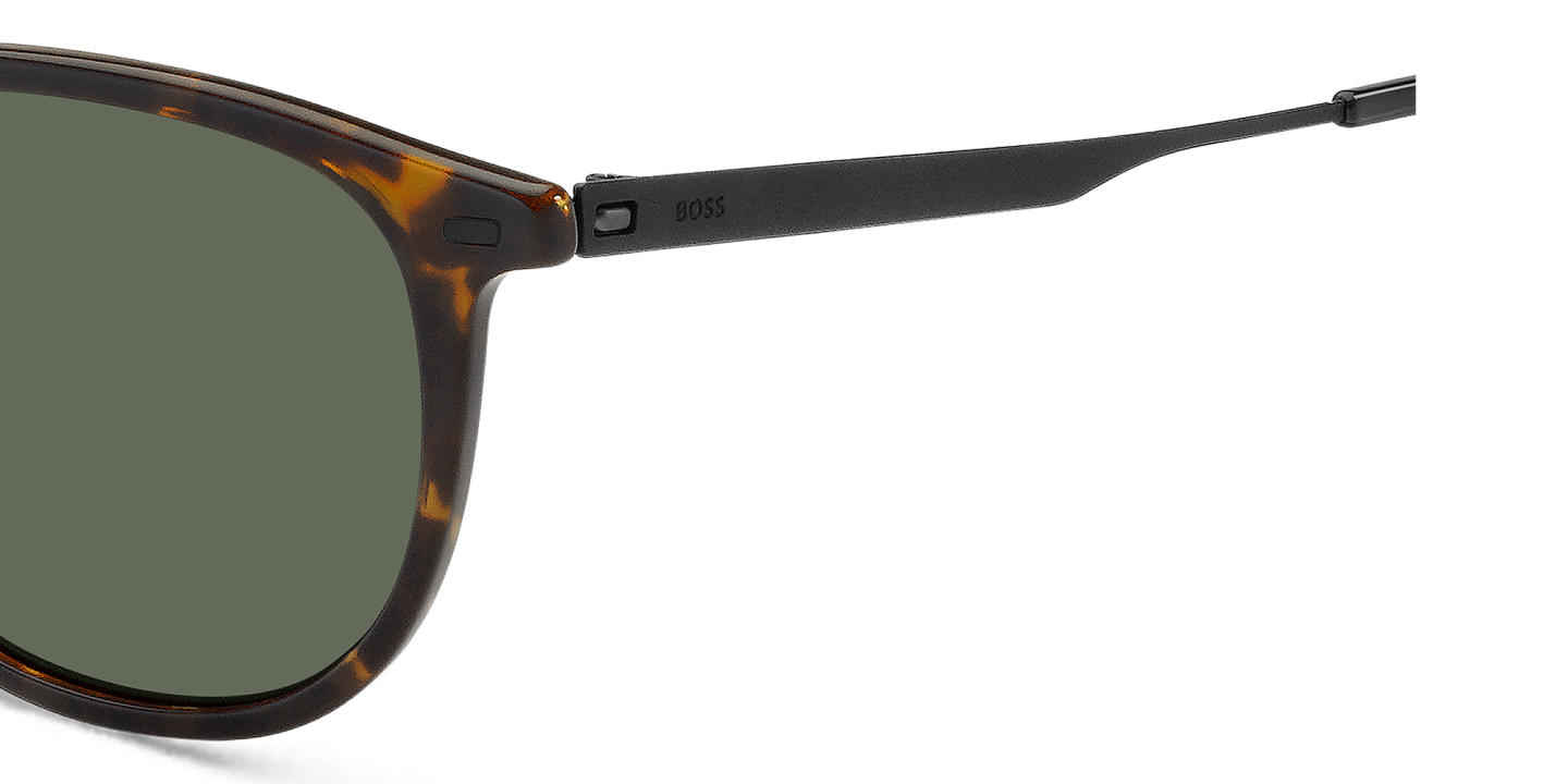 Shop Hugo Boss Logo Round Sunglasses in Havana online.