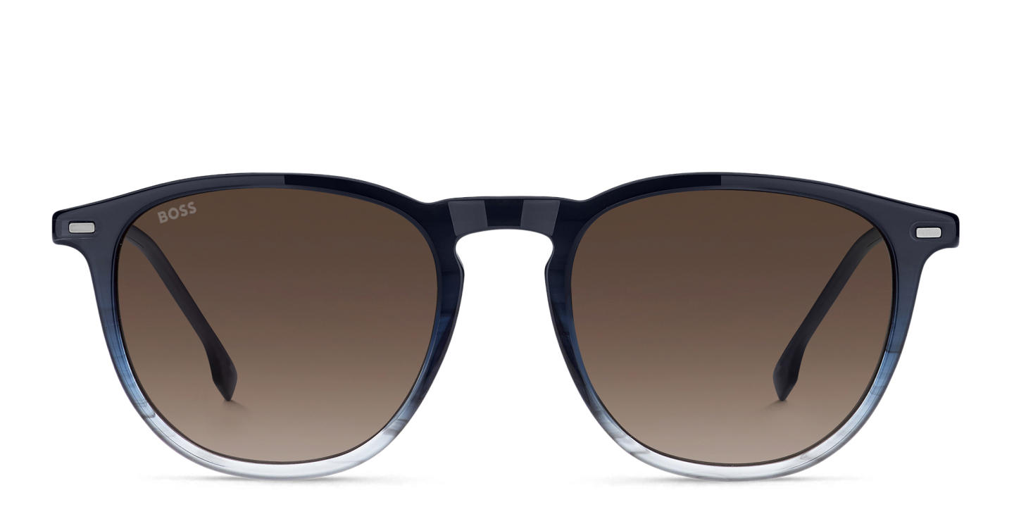 Shop Hugo Boss Logo Round Sunglasses in Blue online.