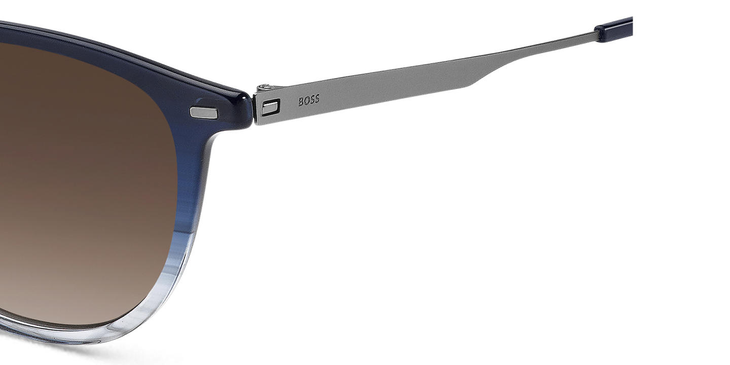 Shop Hugo Boss Logo Round Sunglasses in Blue online.
