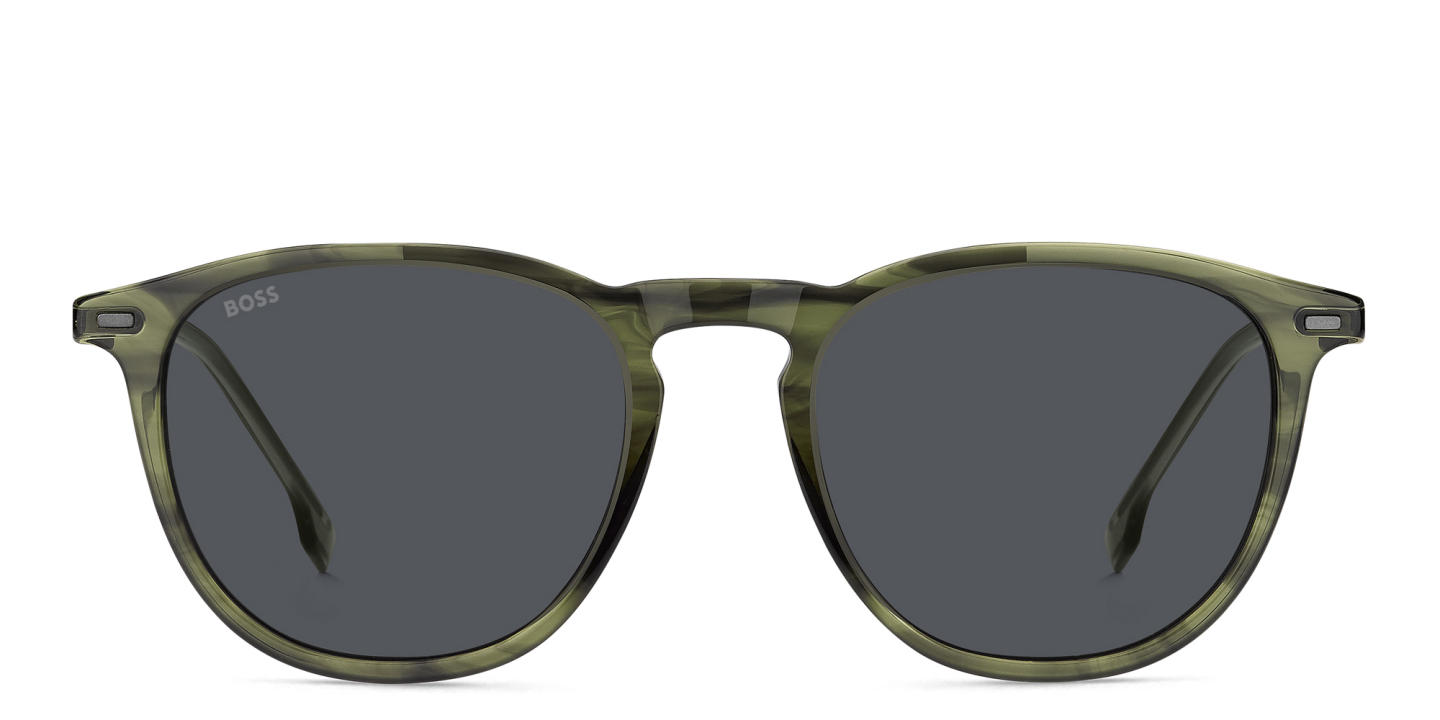 Shop Hugo Boss Logo Round Sunglasses in Green online.