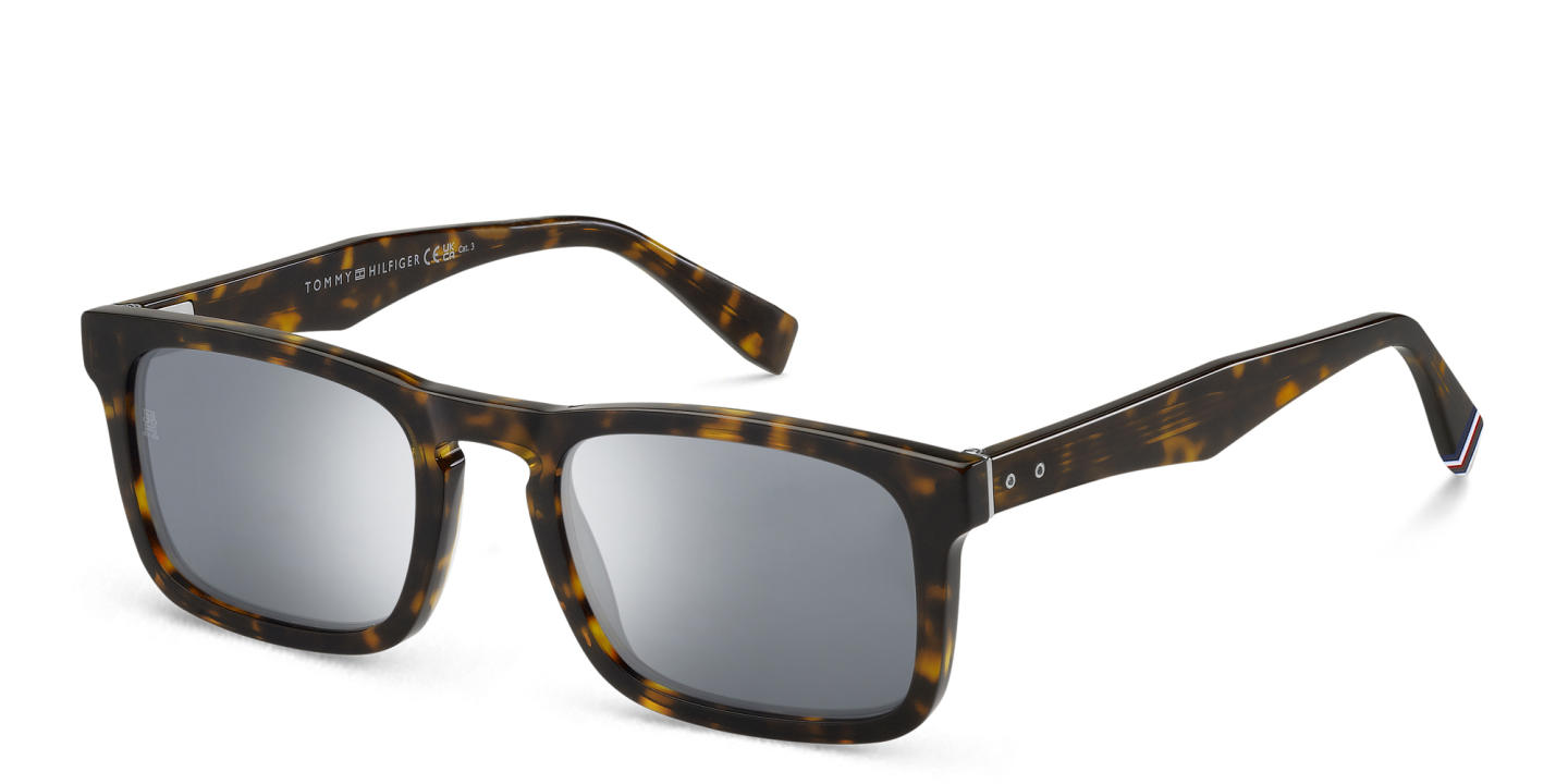 Tommy Hilfiger Logo Rectangle Sunglasses in Havana – Product Photo 1