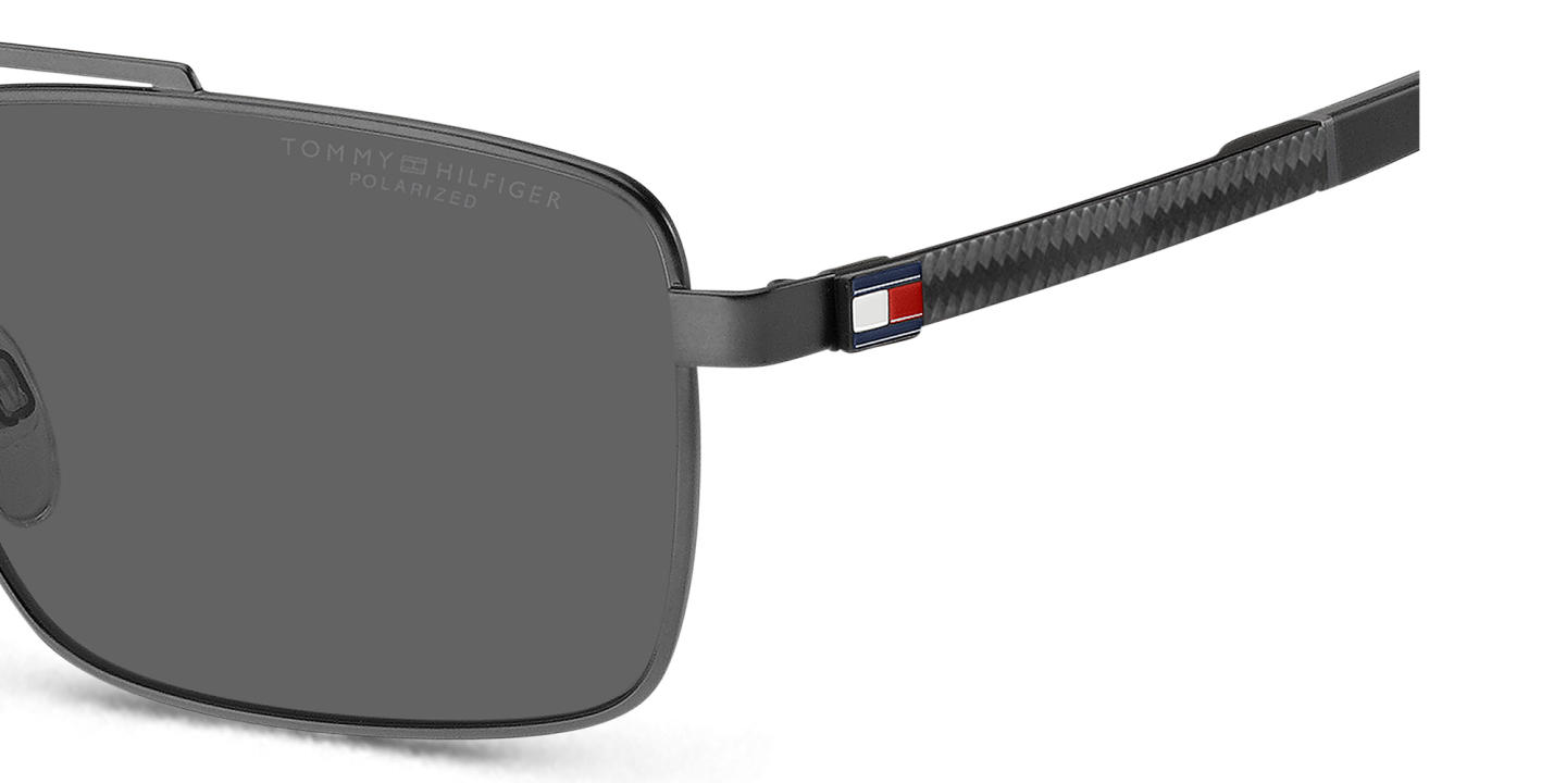 Tommy Hilfiger Logo Rectangle Sunglasses in Gunmetal – Product Photo 2