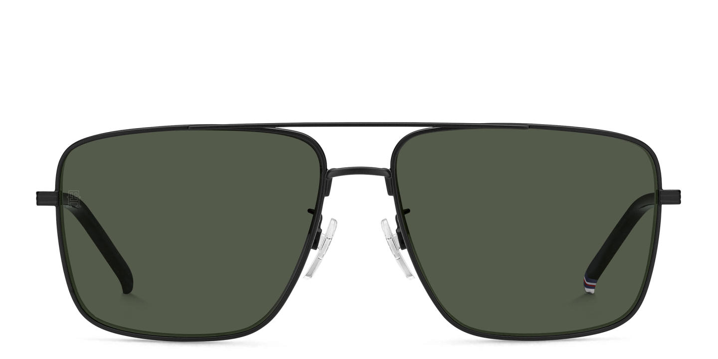 Shop Tommy Hilfiger Logo Rectangle Sunglasses in Black online.