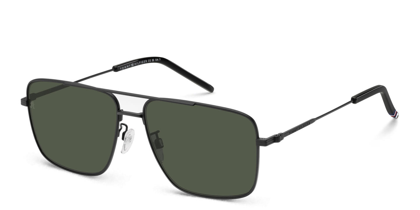 Shop Tommy Hilfiger Logo Rectangle Sunglasses in Black online.