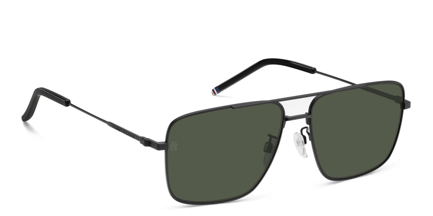 Shop Tommy Hilfiger Logo Rectangle Sunglasses in Black online.