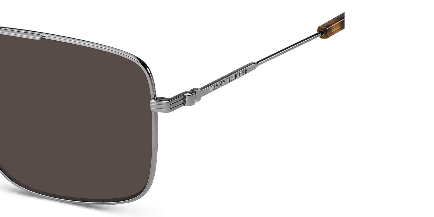 Shop Tommy Hilfiger Logo Rectangle Sunglasses in Silver online.