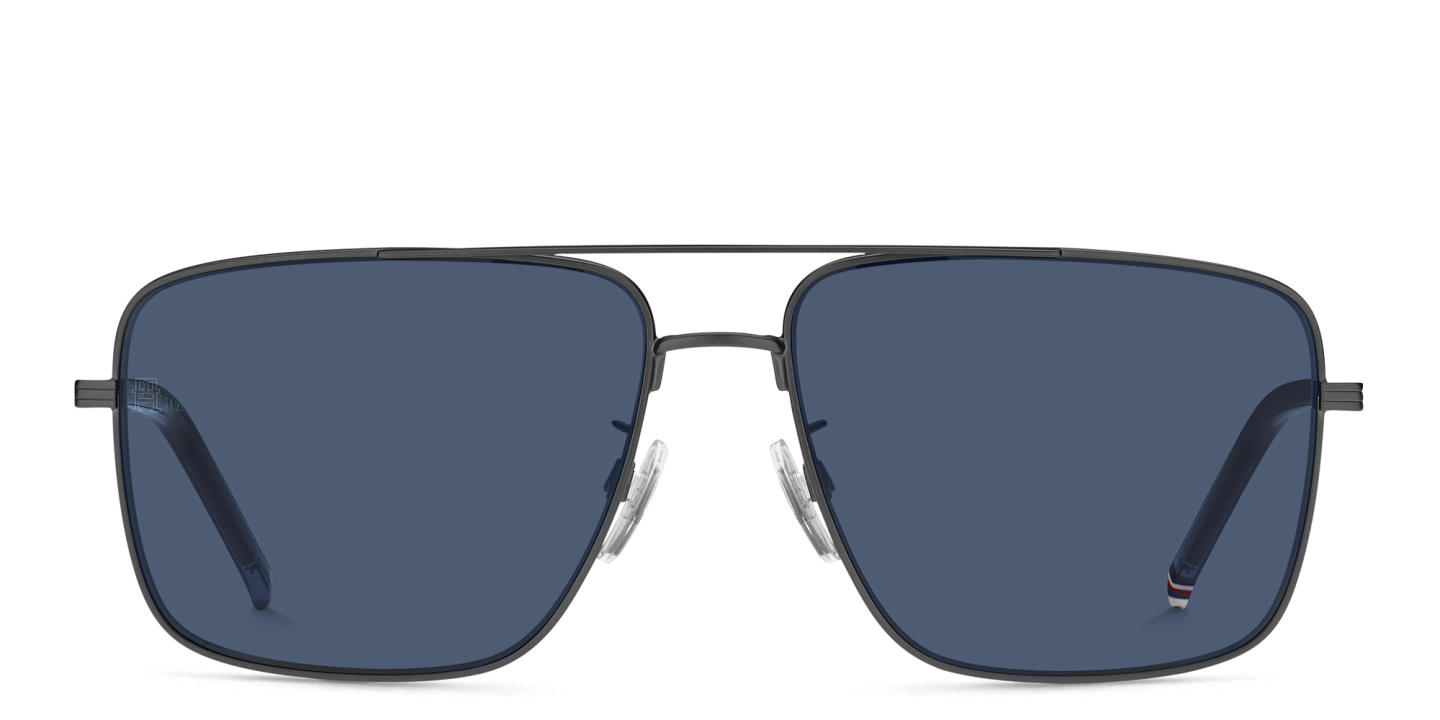 Shop Tommy Hilfiger Logo Rectangle Sunglasses in Gunmetal online.