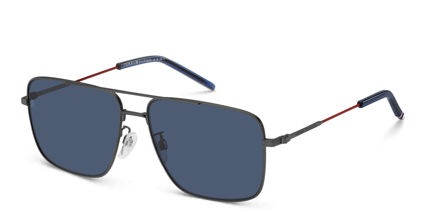 Tommy Hilfiger Logo Rectangle Sunglasses in Gunmetal – Product Photo 1