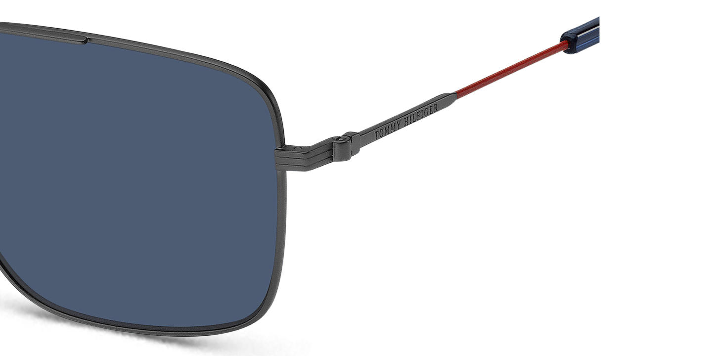 Shop Tommy Hilfiger Logo Rectangle Sunglasses in Gunmetal online.