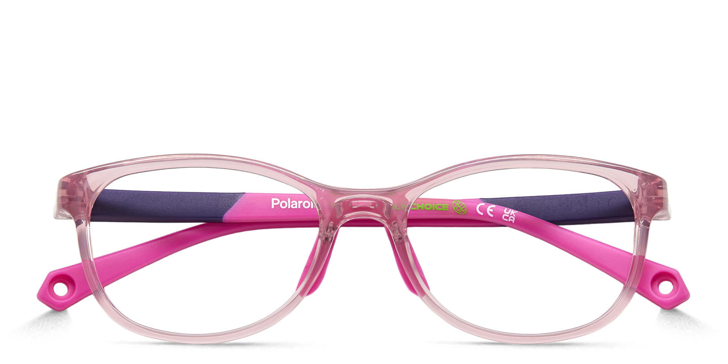 Shop Polaroid Kids Logo Kids Rectangle Eyeglasses in Pink online.