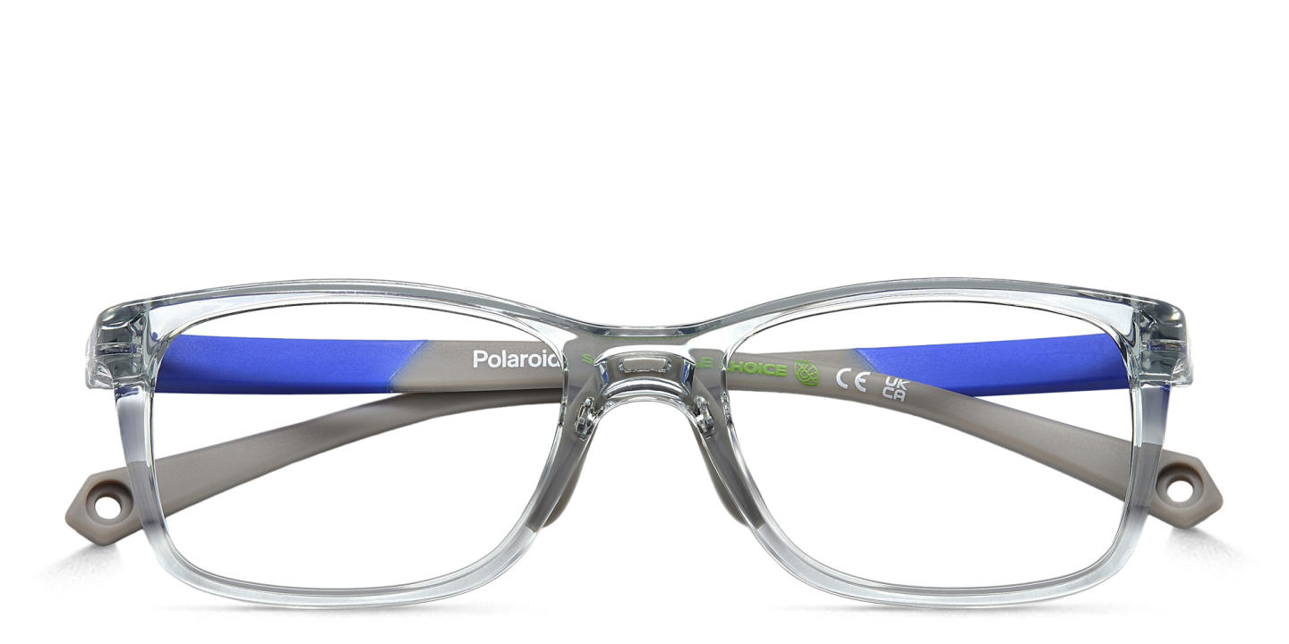 Shop Polaroid Kids Logo Kids Rectangle Eyeglasses in Grey online.