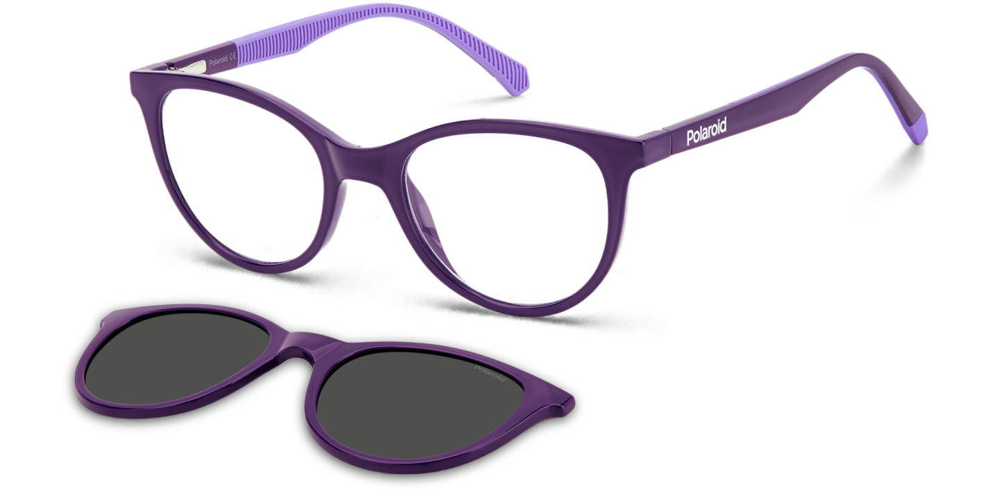 Shop Polaroid Kids Logo Kids Cat-Eye Eyeglasses in Purple online.
