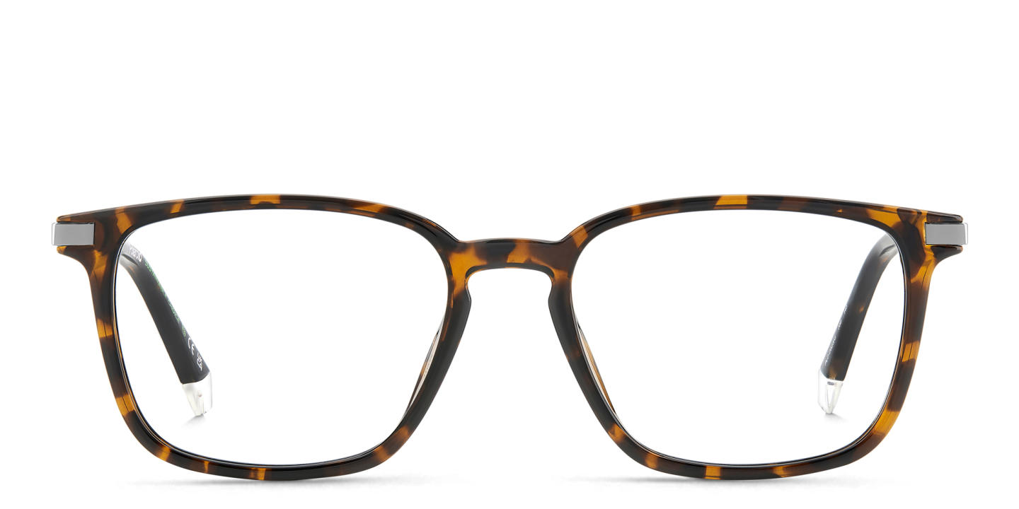 Shop Polaroid Logo Square Eyeglasses in Havana online.