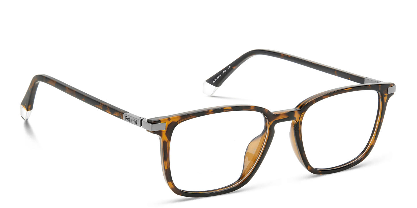 Shop Polaroid Logo Square Eyeglasses in Havana online.