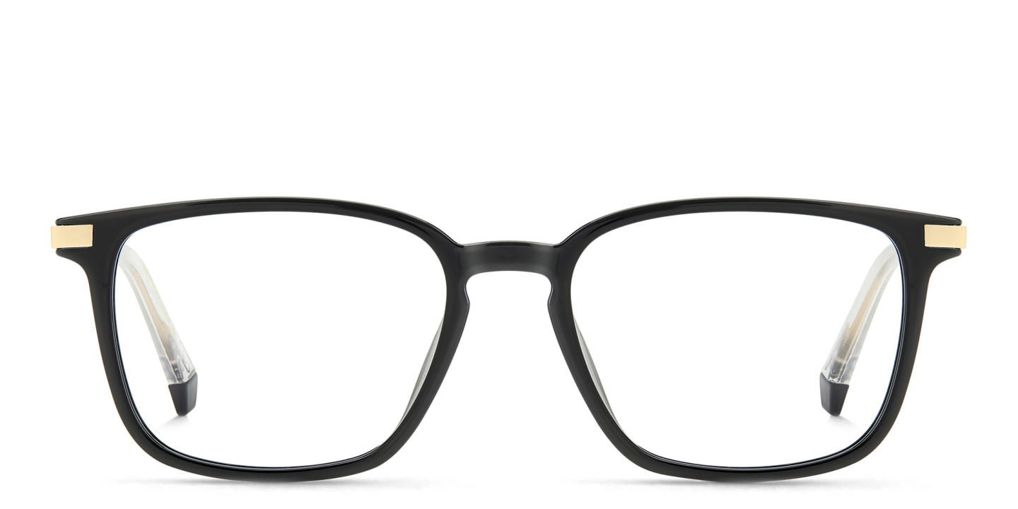 Shop Polaroid Logo Square Eyeglasses in Black online.