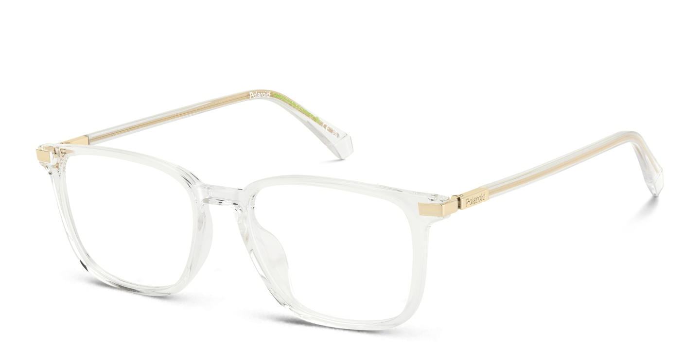 Shop Polaroid Logo Square Eyeglasses in Clear online.