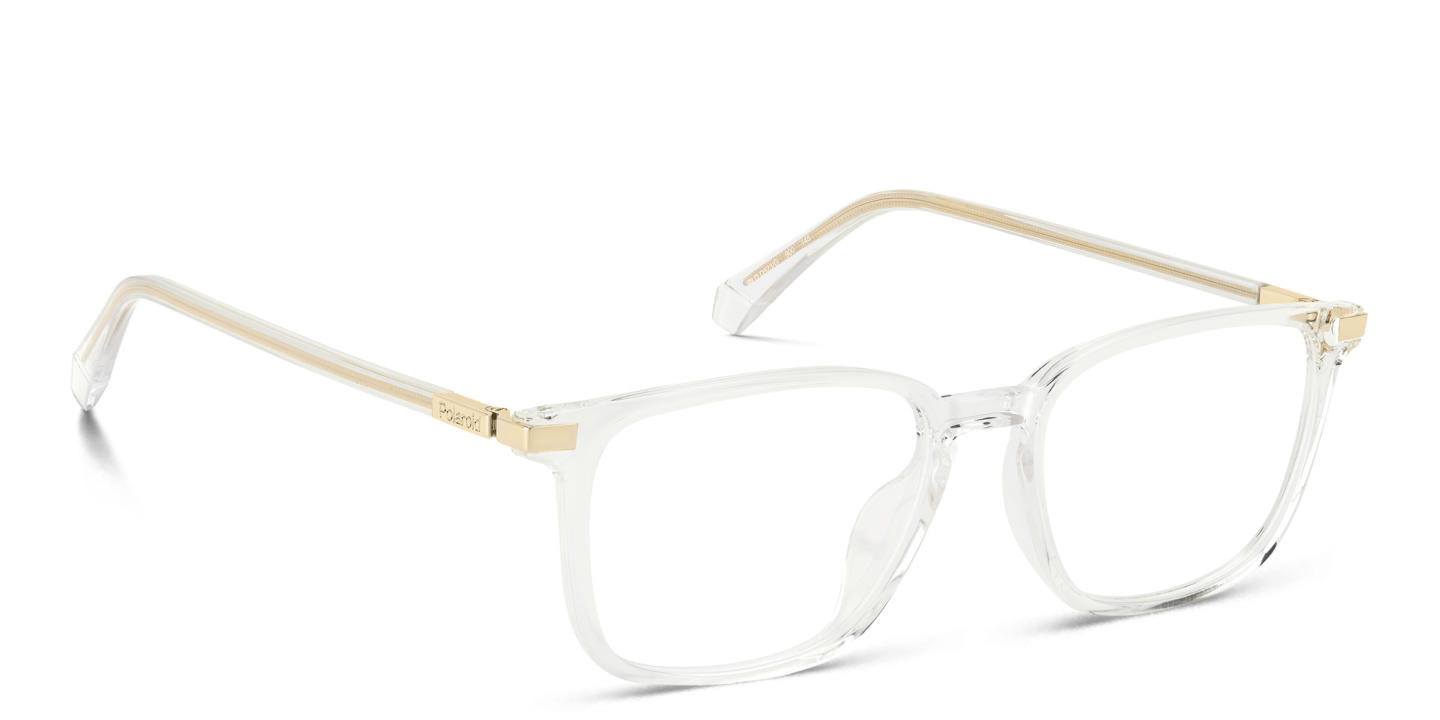 Shop Polaroid Logo Square Eyeglasses in Clear online.