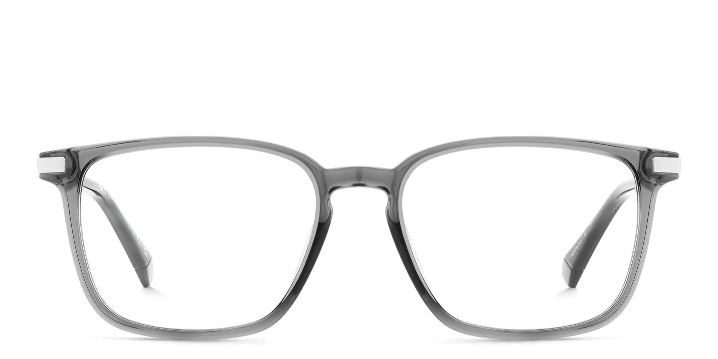 Shop Polaroid Logo Square Eyeglasses in Grey online.