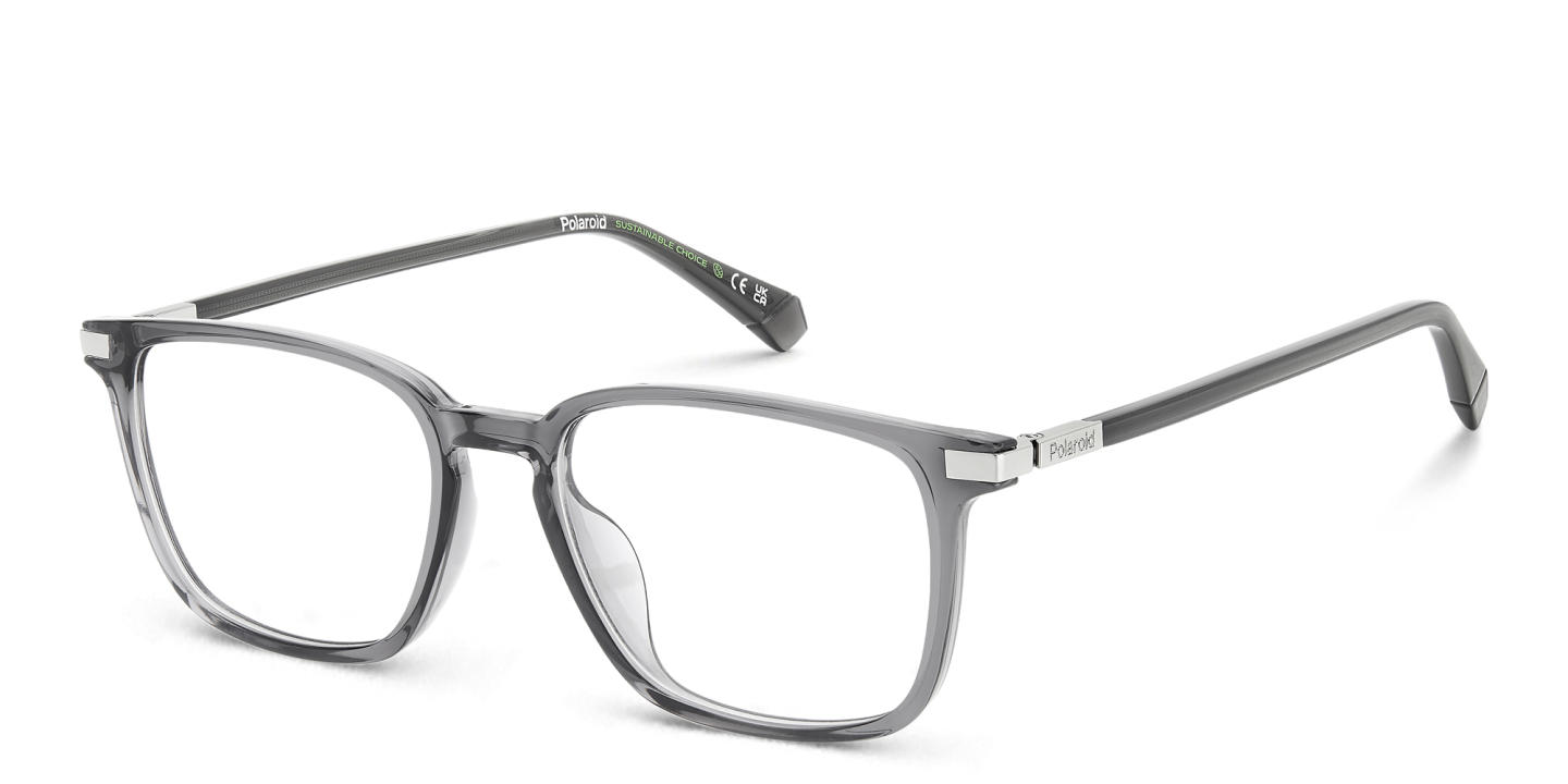 Shop Polaroid Logo Square Eyeglasses in Grey online.