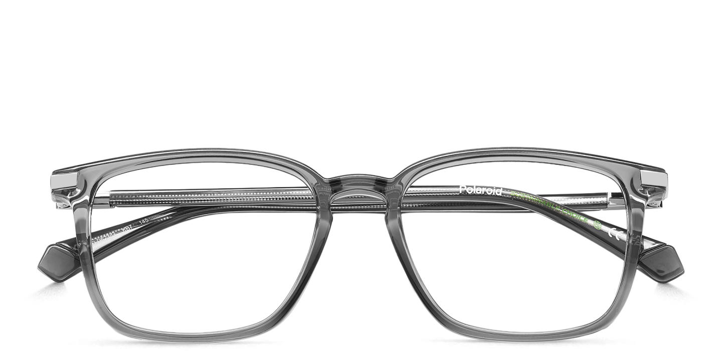 Shop Polaroid Logo Square Eyeglasses in Grey online.