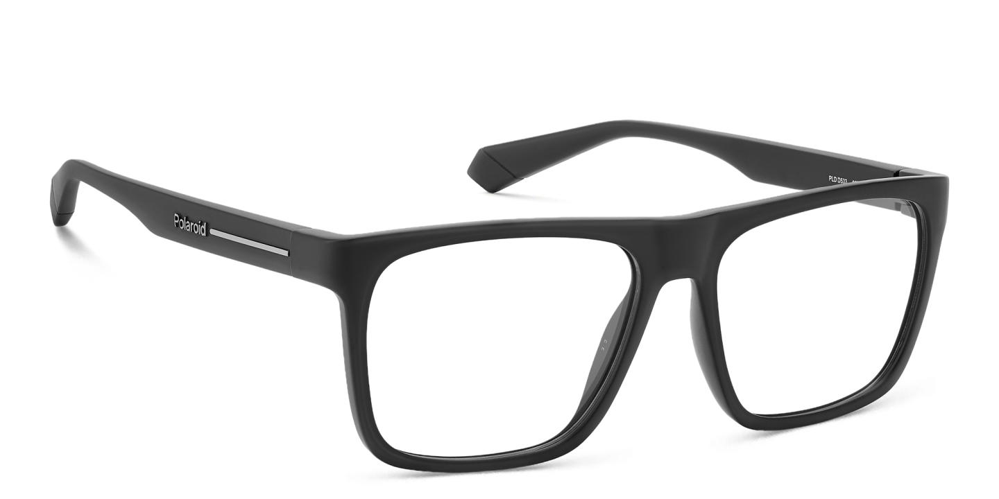 Shop Polaroid Logo Unisex Rectangle Eyeglasses in Black online.